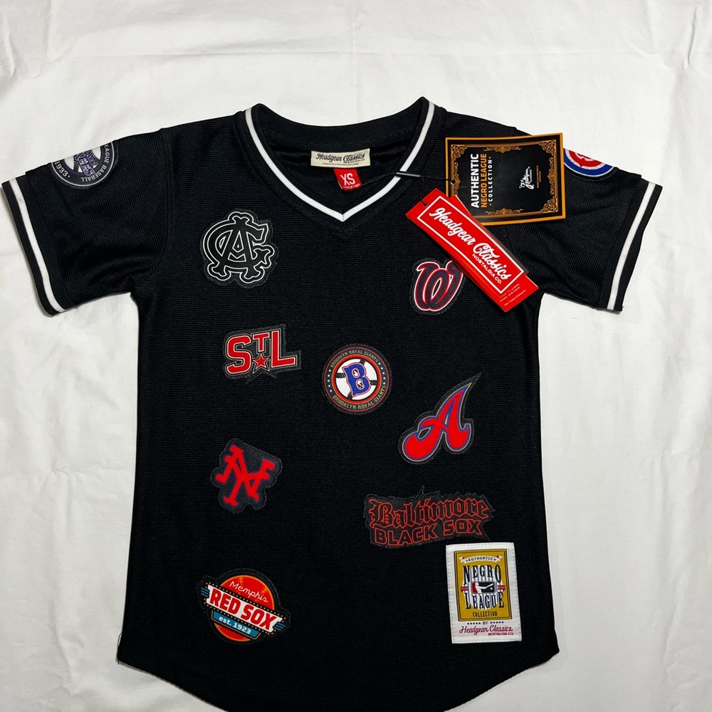 Youth Black Baseball Jersey with Team Patches